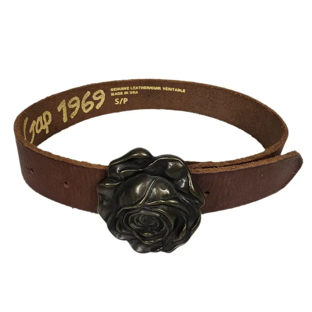 GAP 1969 GENUINE LEATHER GIRLS’ BELT – ROSE BUCKLE – SIZE S/P – 22.5